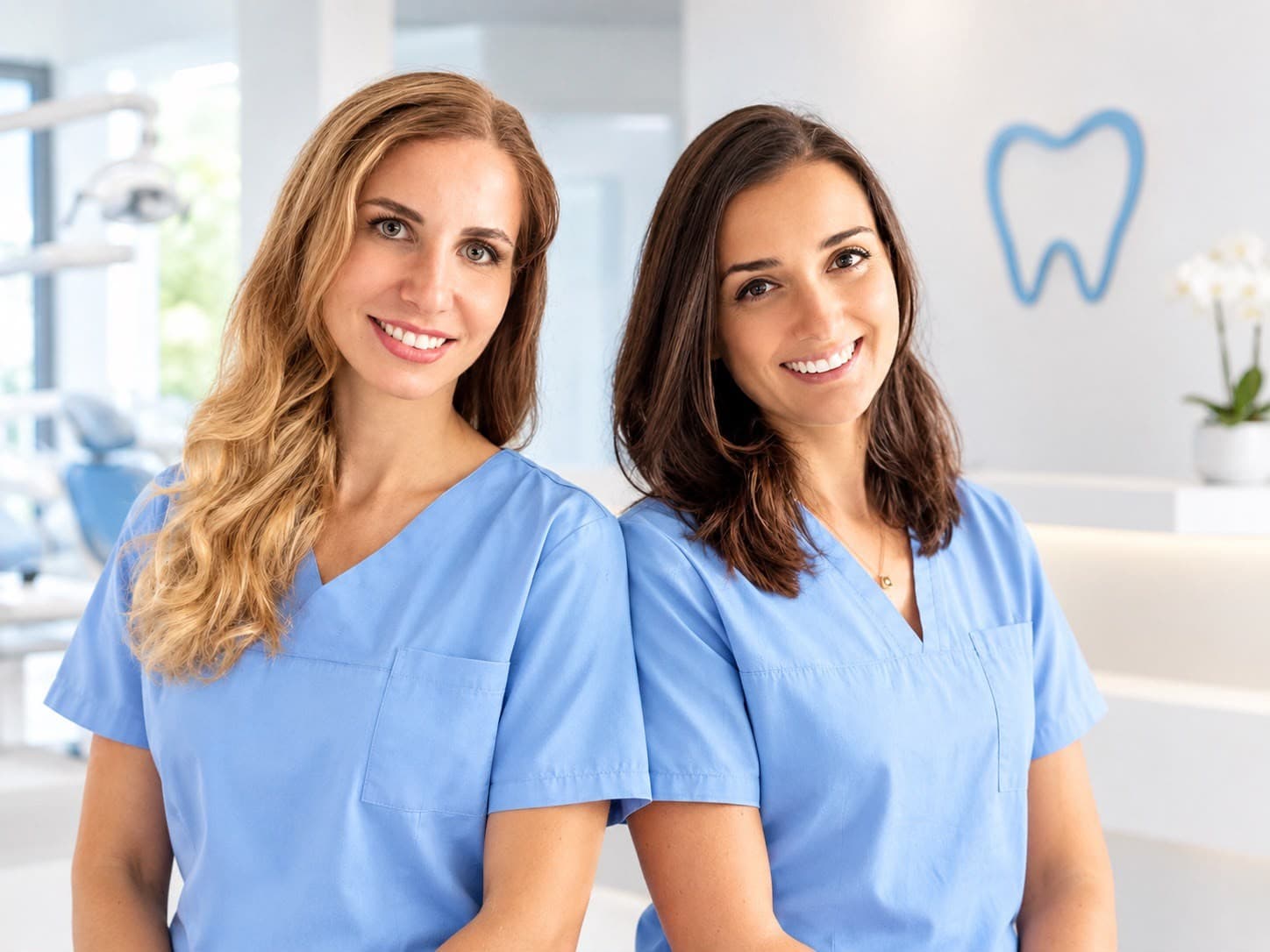 Dr. Felicia Wassenberg und Dina Hadzic in der Praxis